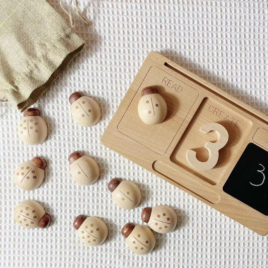 Montessori houten lieveheersbeestjes