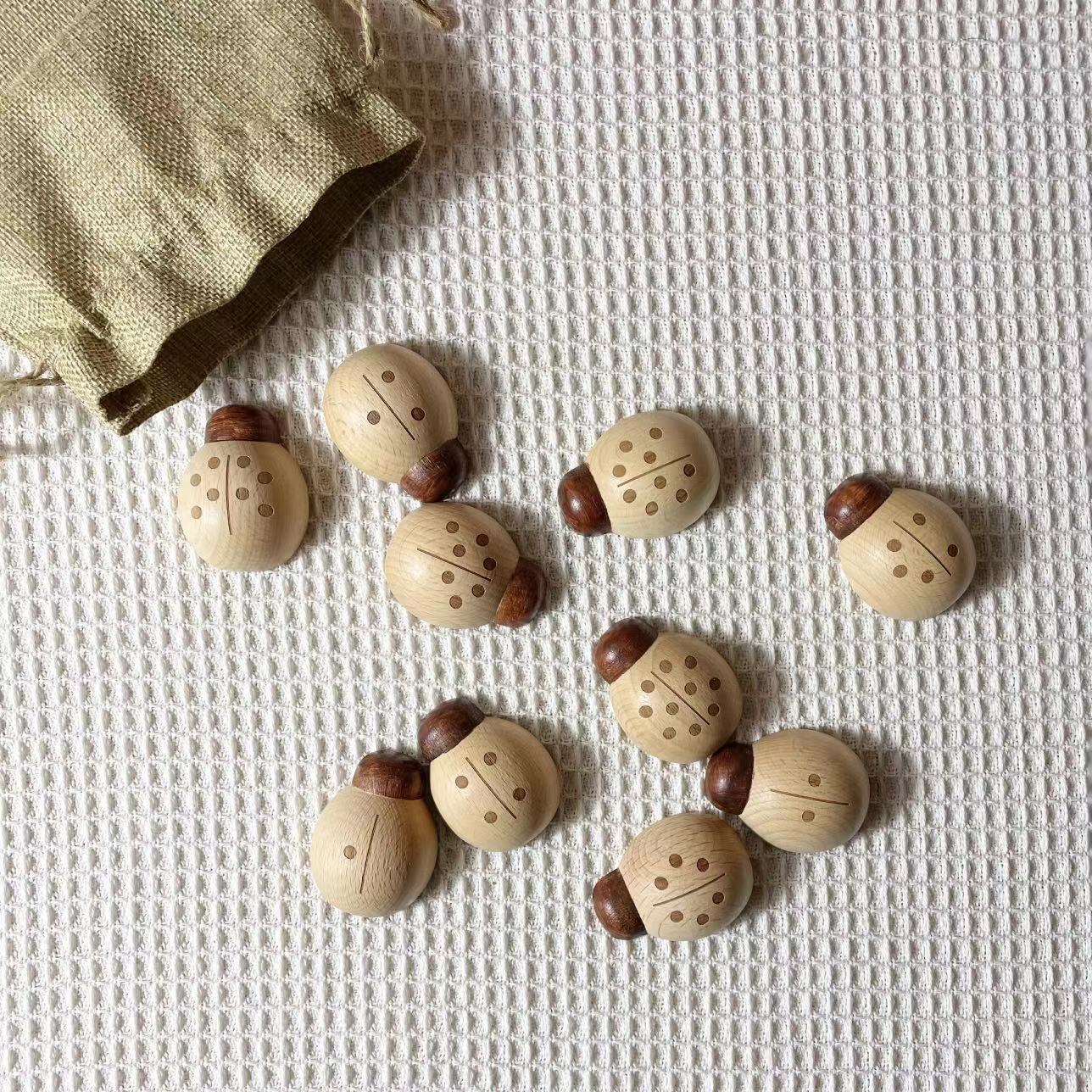 Montessori houten lieveheersbeestjes