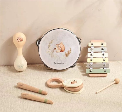 Houten muziekinstrumentenset