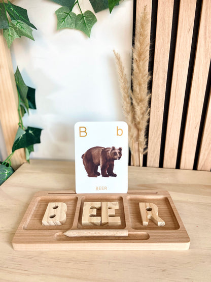 Houten leerbord set - letters (incl. bord, kaarten en letters)