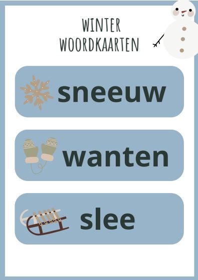 Gratis winter woordkaarten
