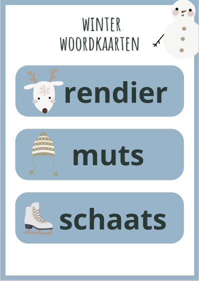 Gratis winter woordkaarten